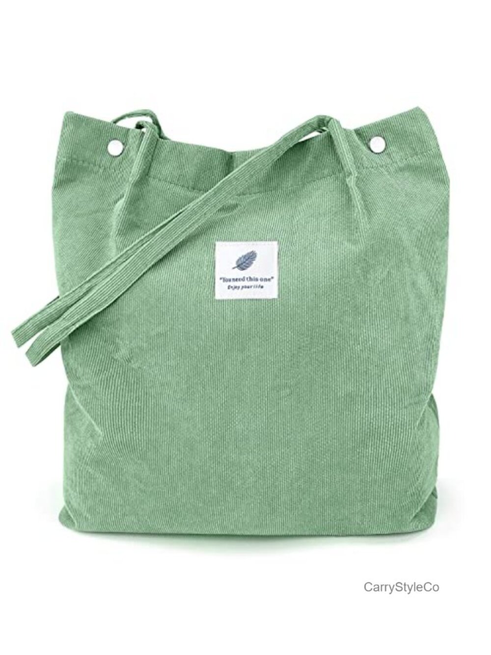 Corduroy Tote Bag Large Capacity Shoulder Purse with Pockets Reusable